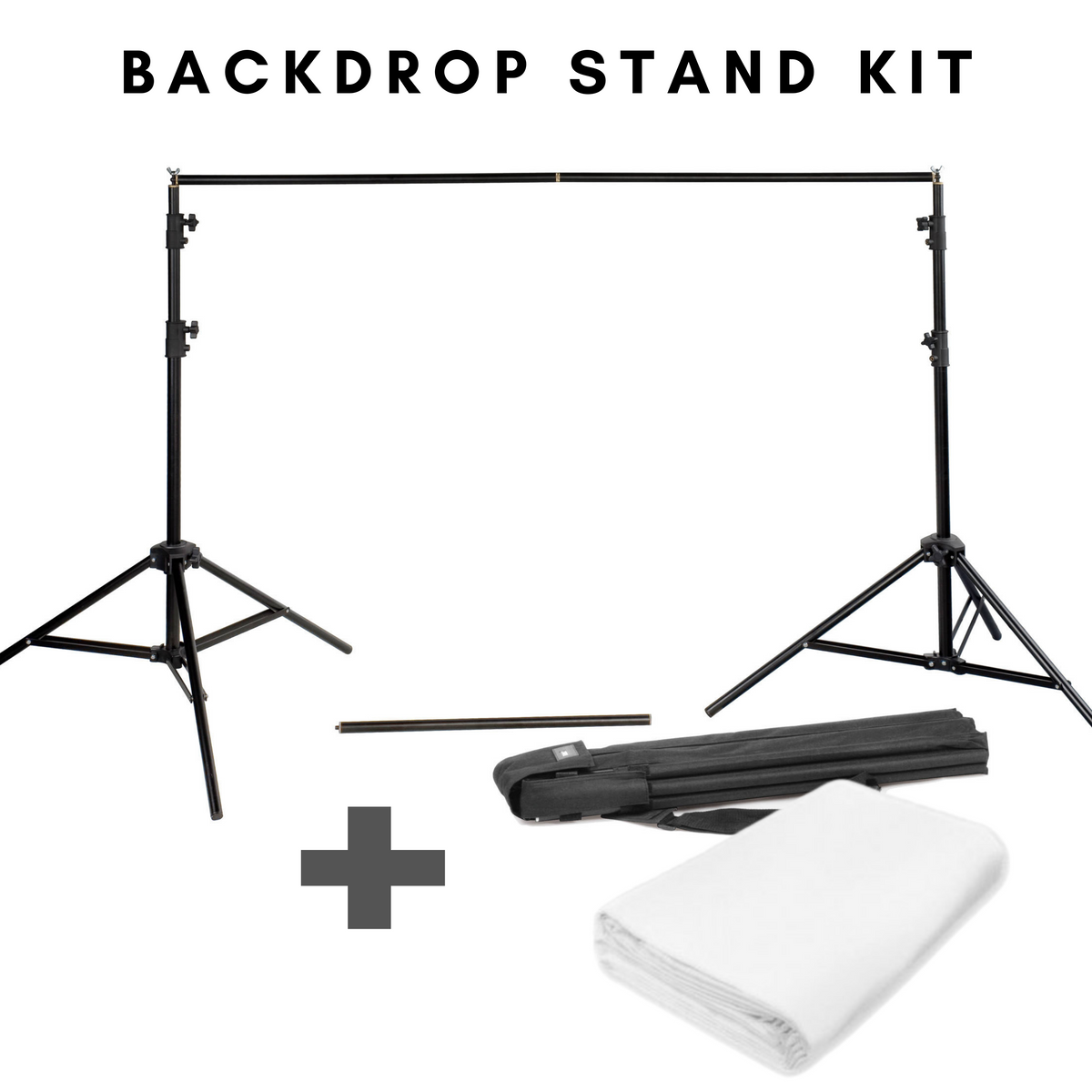 Godox Retractable Backdrop Stand + White Muslin Cloth or PVC
