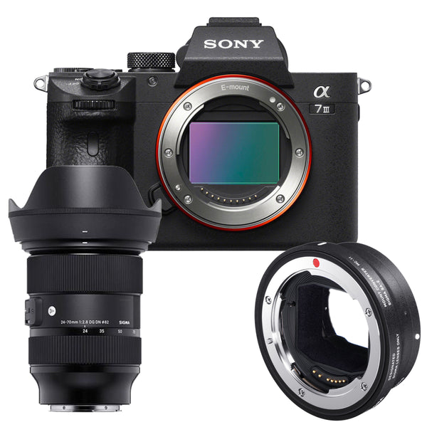 Sony Alpha A7 III Mirrorless Camera Body + Sigma MC-11 + Sigma 24-70mm F2.8 Rental - R1 000 P/Day